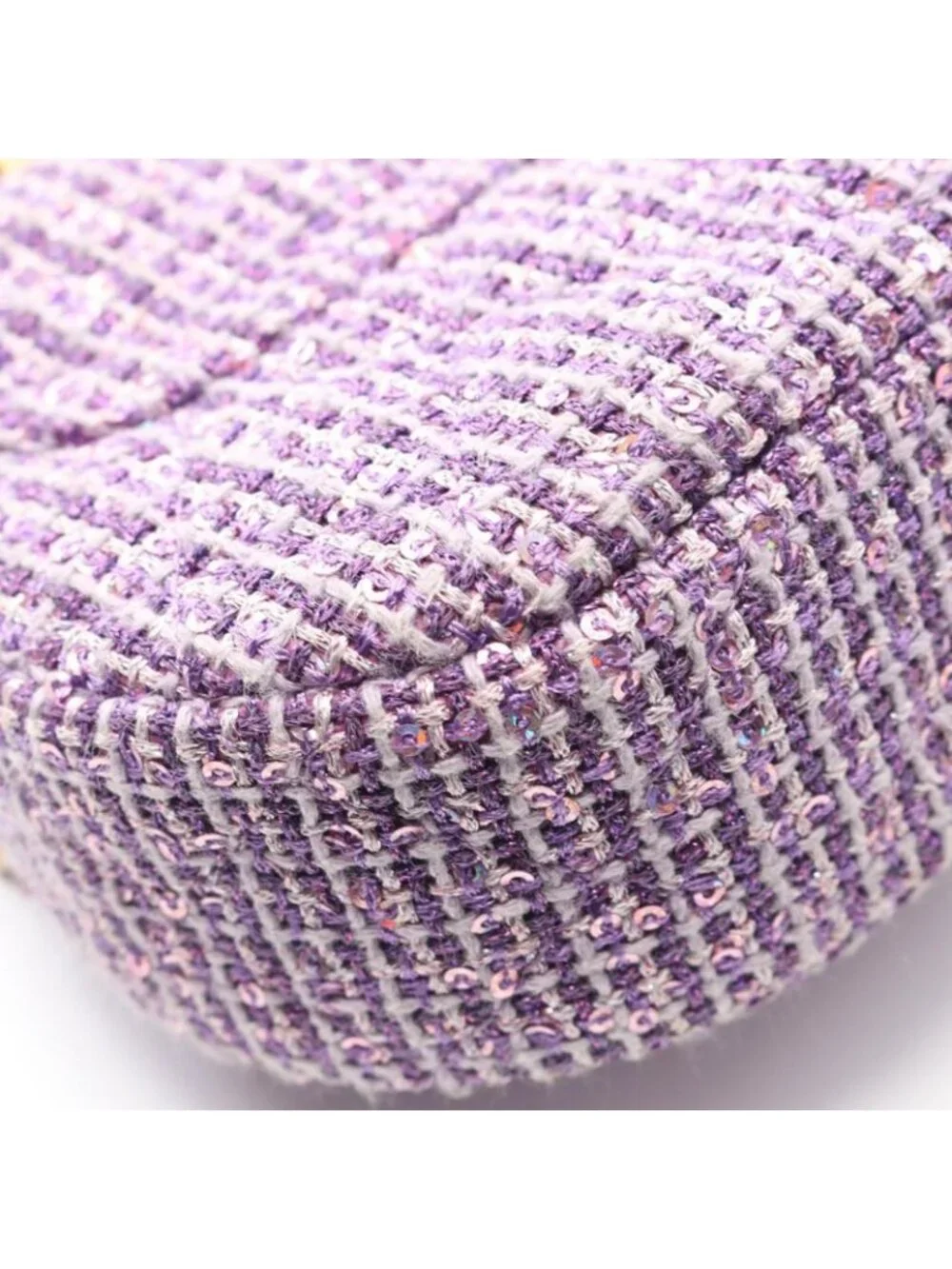 Chanel Shoulder Bag Quilted Top Handle Purple Fabric